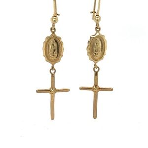Elegant Gold Cross Dangle Earrings